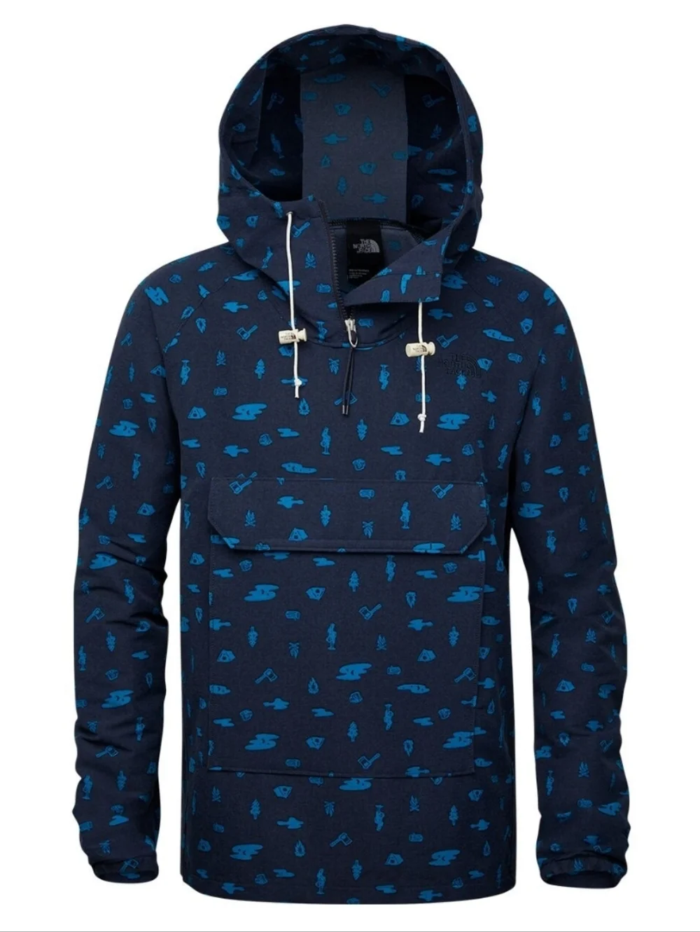 The North Face Navy Pullover Anorak with Teal Print